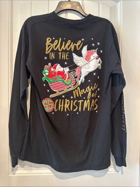 Simply Southern Black Holiday Shirt with Gold, Red, Green & White Graphic